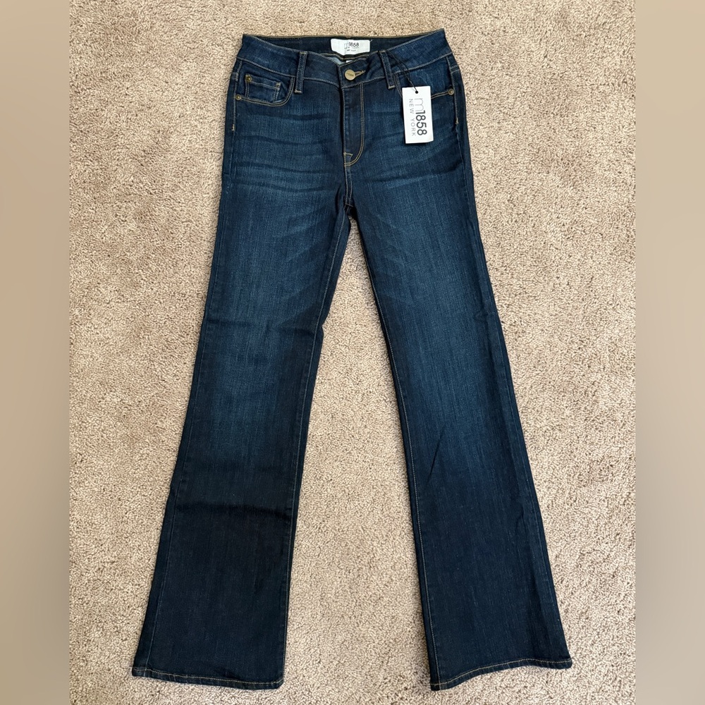 M1858 Jeans Women size 2/26 Dark Blue Amy Boot Bootcut Long Stretch Denim Pants
